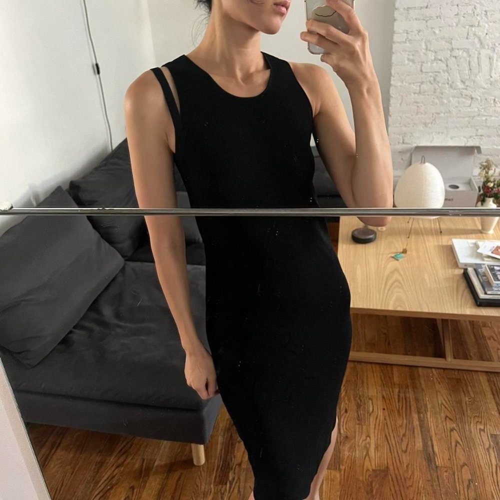 Helmut Lang sleeveless ribbed black dress